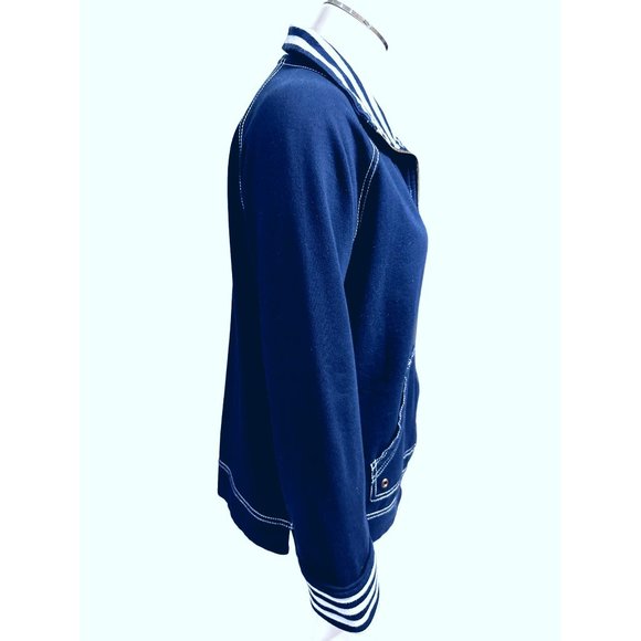 Anne Klein Sport Cotton Polyester Blend Navy Blue Jacket Size M - Picture 5 of 12